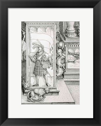 Framed Triumphal Arch of Emperor Maximilian I of Germany: Detail of column drawing Print