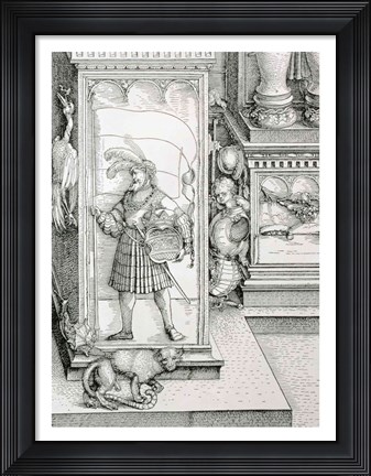 Framed Triumphal Arch of Emperor Maximilian I of Germany: Detail of column drawing Print