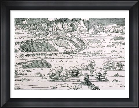 Framed Demonstration of defensive measures to protect a city against a besieging army, Detail Print