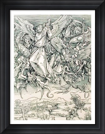 Framed St. Michael Battling with the Dragon from the &#39;Apocalypse&#39; Print
