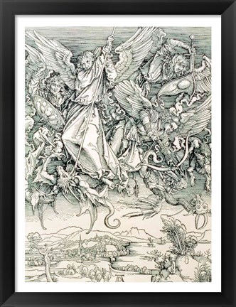 Framed St. Michael Battling with the Dragon from the &#39;Apocalypse&#39; Print