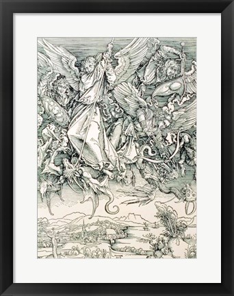 Framed St. Michael Battling with the Dragon from the &#39;Apocalypse&#39; Print