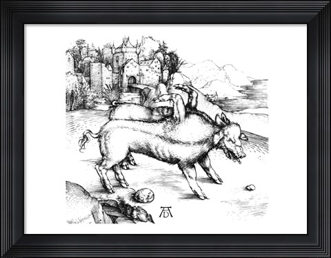 Framed Monstrous Pig Print