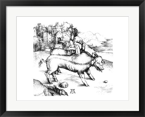 Framed Monstrous Pig Print