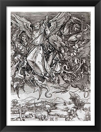 Framed St. Michael and the Dragon, from a Latin edition, 1511 Print