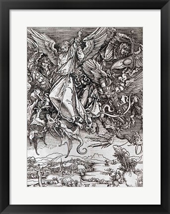 Framed St. Michael and the Dragon, from a Latin edition, 1511 Print