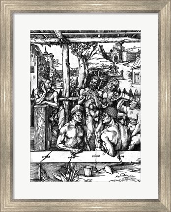 Framed Men&#39;s Bath, c.1498 Print
