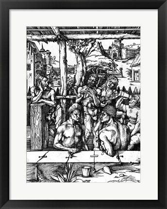 Framed Men&#39;s Bath, c.1498 Print