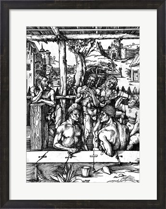 Framed Men&#39;s Bath, c.1498 Print