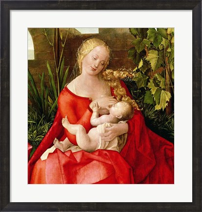 Framed Virgin and Child &#39;Madonna with the Iris&#39;, 1508 - red dress Print