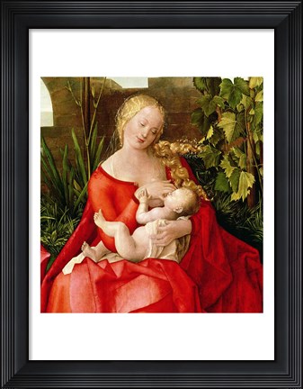 Framed Virgin and Child &#39;Madonna with the Iris&#39;, 1508 - red dress Print