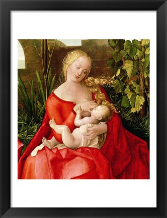 Framed Virgin and Child &#39;Madonna with the Iris&#39;, 1508 - red dress Print