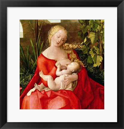 Framed Virgin and Child &#39;Madonna with the Iris&#39;, 1508 - red dress Print