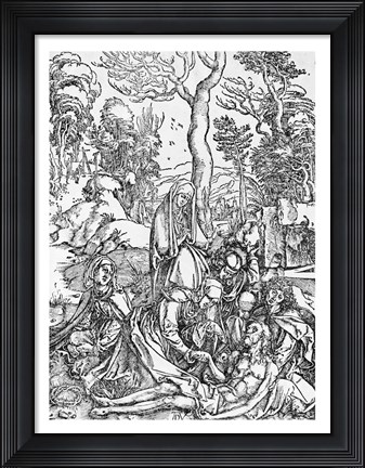 Framed Christ mourned by the Virgin and the female Saints, from &#39;The Great Passion&#39; series Print