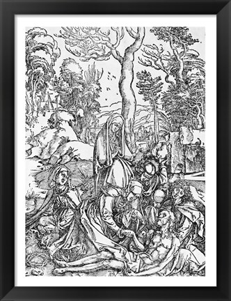 Framed Christ mourned by the Virgin and the female Saints, from &#39;The Great Passion&#39; series Print