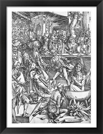 Framed Scene from the Apocalypse, The martyrdom of St. John the Evangelist Print