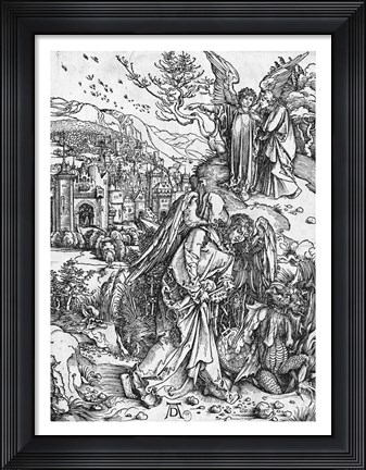 Framed Scene from the Apocalypse, The angel holding the keys of the abyss and a big chain Print