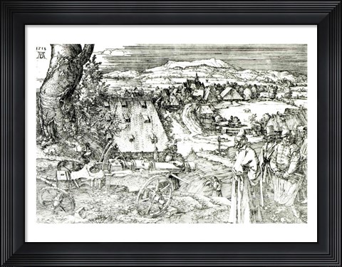 Framed Landscape with Cannon, 1518 Print