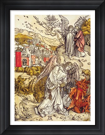 Framed Angel with the Key of the Abyss, 1498 Print