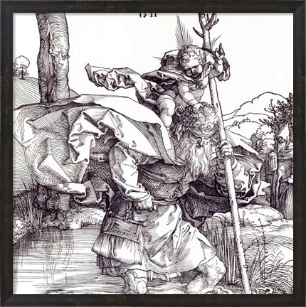 Framed St.Christopher carrying the Infant Christ, 1511 Print