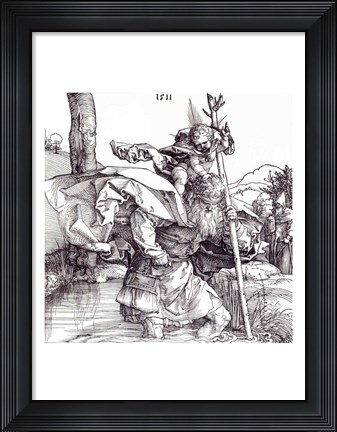 Framed St.Christopher carrying the Infant Christ, 1511 Print