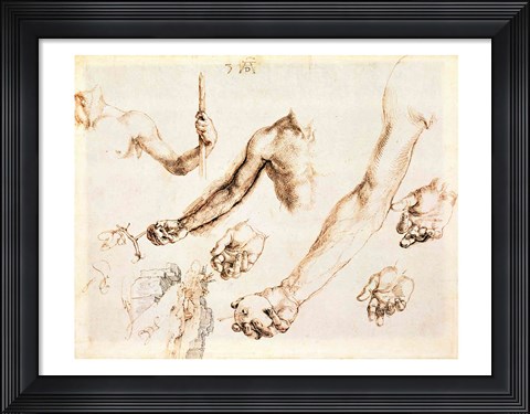 Framed Study of male hands and arms Print