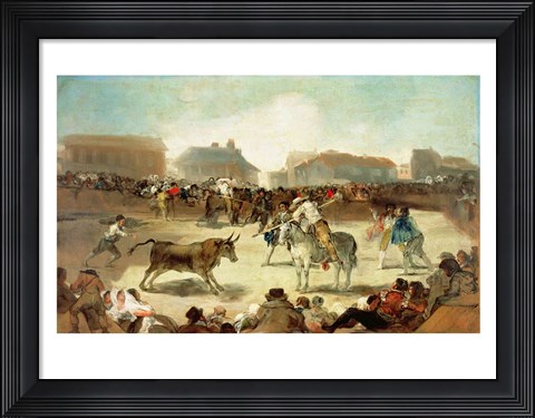 Framed Village Bullfight Print