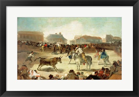 Framed Village Bullfight Print