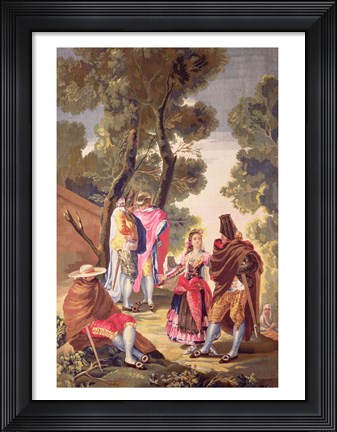 Framed Pretty Woman and the Masked Men Print