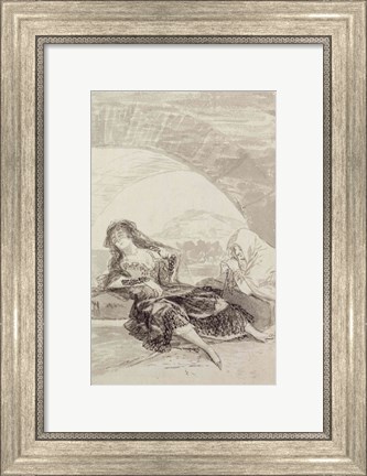 Framed Maja and Celestina under an arch Print