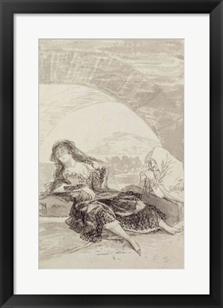 Framed Maja and Celestina under an arch Print