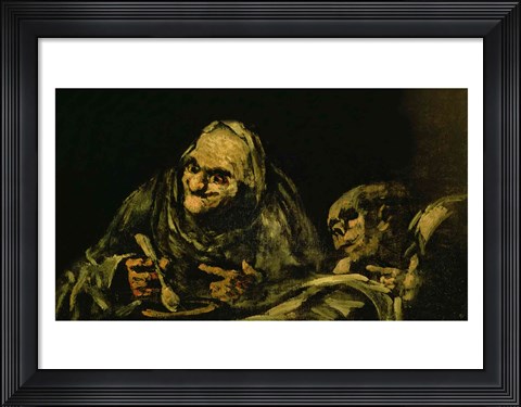 Framed Two Old Men Eating, one of the &#39;Black Paintings&#39; Print
