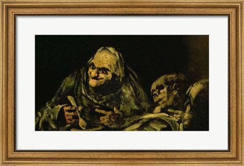 Framed Two Old Men Eating, one of the &#39;Black Paintings&#39; Print