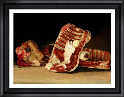 Framed Still life of Sheep&#39;s Ribs and Head Print