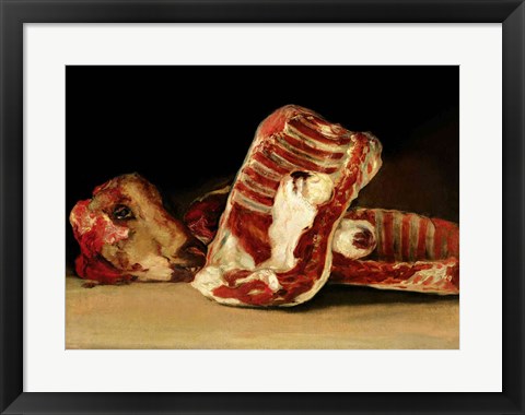 Framed Still life of Sheep&#39;s Ribs and Head Print