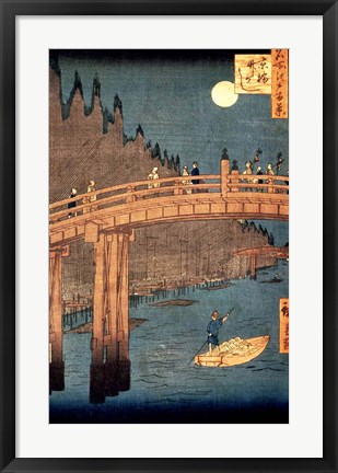 Framed Kyoto Bridge by Moonlight Print