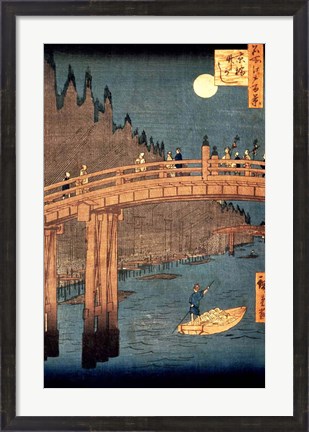 Framed Kyoto Bridge by Moonlight Print