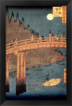 Framed Kyoto Bridge by Moonlight Print
