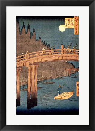 Framed Kyoto Bridge by Moonlight Print