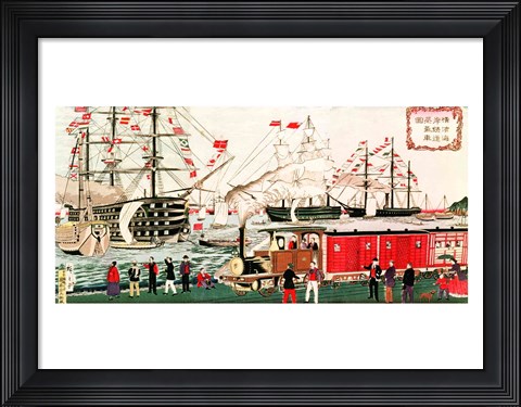 Framed Commodore Perry&#39;s Gift of a Railway to the Japanese in 1853 Print