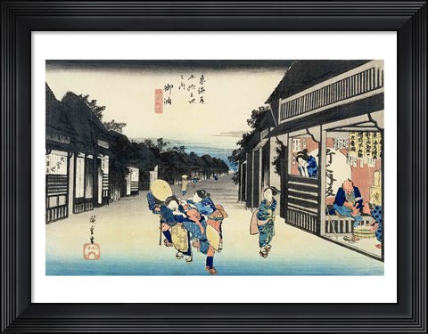 Framed Goyu: Waitresses Soliciting Travellers Print