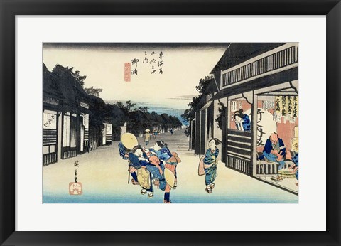 Framed Goyu: Waitresses Soliciting Travellers Print