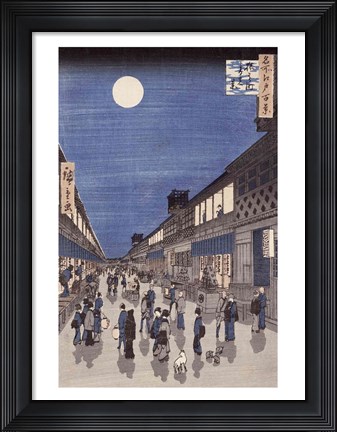Framed Night time view of Saruwaka Street Print