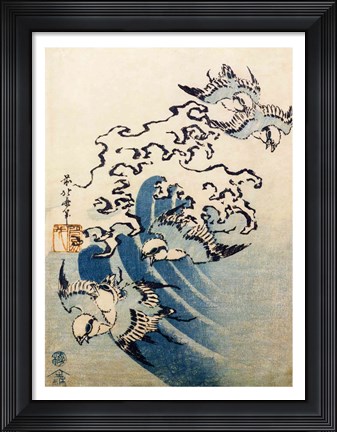 Framed Waves and Birds Print