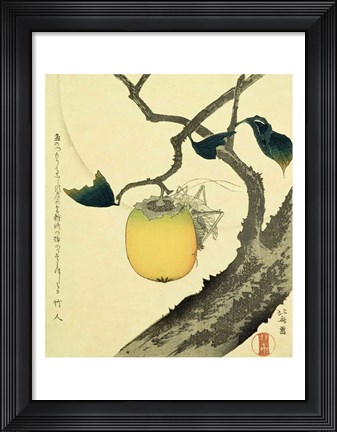 Framed Moon, Persimmon and Grasshopper, 1807 Print