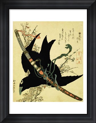 Framed Little Raven with the Minamoto clan sword Print