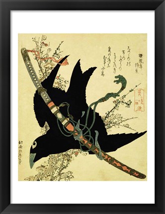 Framed Little Raven with the Minamoto clan sword Print