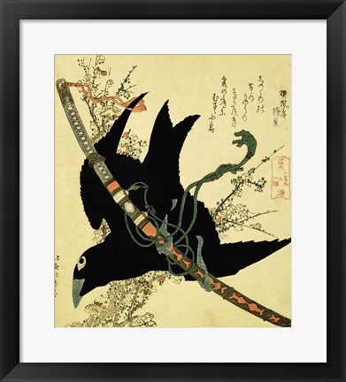 Framed Little Raven with the Minamoto clan sword Print