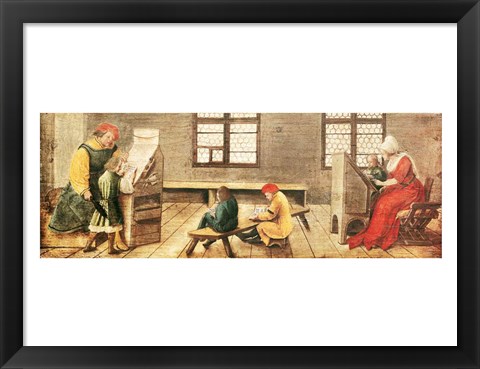 Framed School Teacher is Explaining the Meaning of a Letter to Illiterate Workers 1516 Print