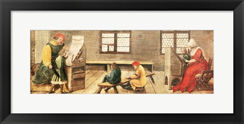 Framed School Teacher is Explaining the Meaning of a Letter to Illiterate Workers 1516 Print